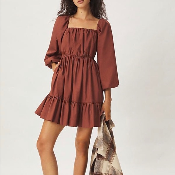 Anthropologie Dresses & Skirts - Anthropologie Rust Brown Tiered Mini Dress